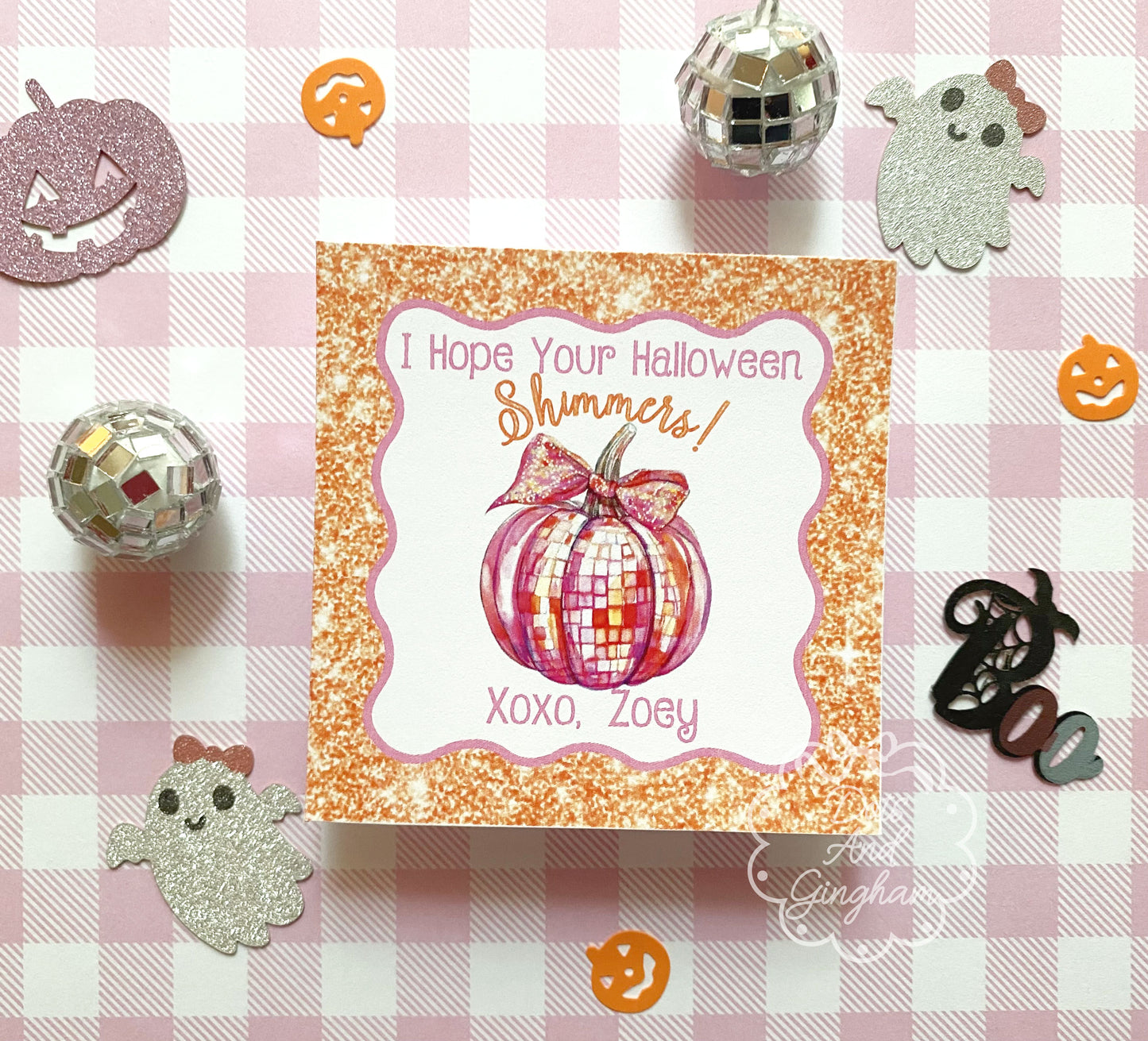 Halloween Disco Pumpkin Tags or Stickers