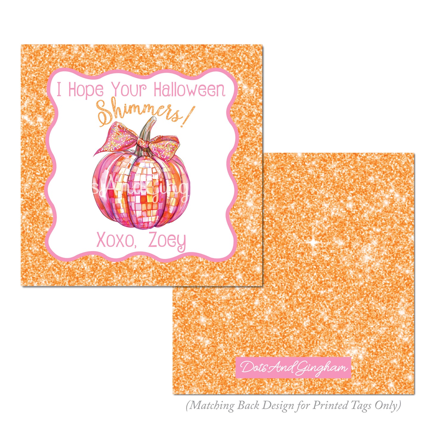 Halloween Disco Pumpkin Tags or Stickers - DotsAndGingham