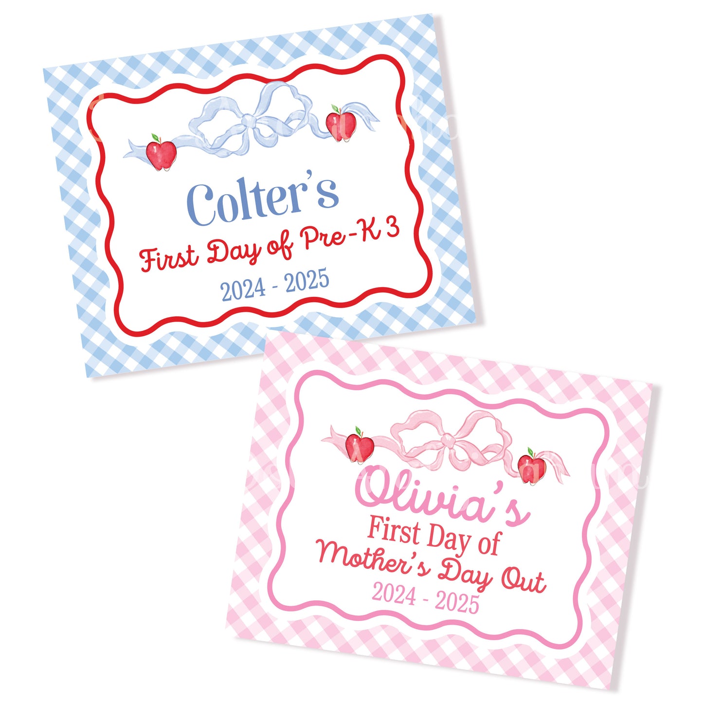 First Day of School Sign, Watercolor School Sign, Gingham School Sign, Kindergarten, Back to School