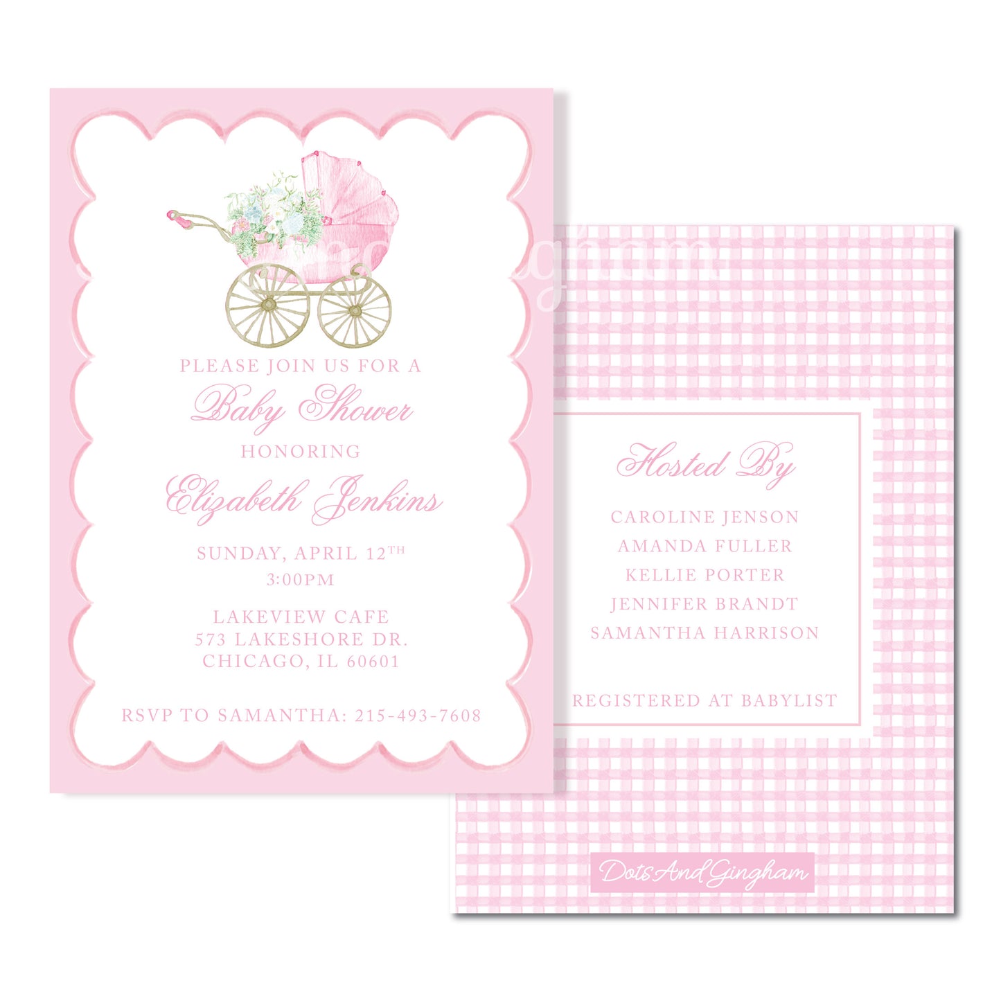Watercolor Baby Carriage Invitation