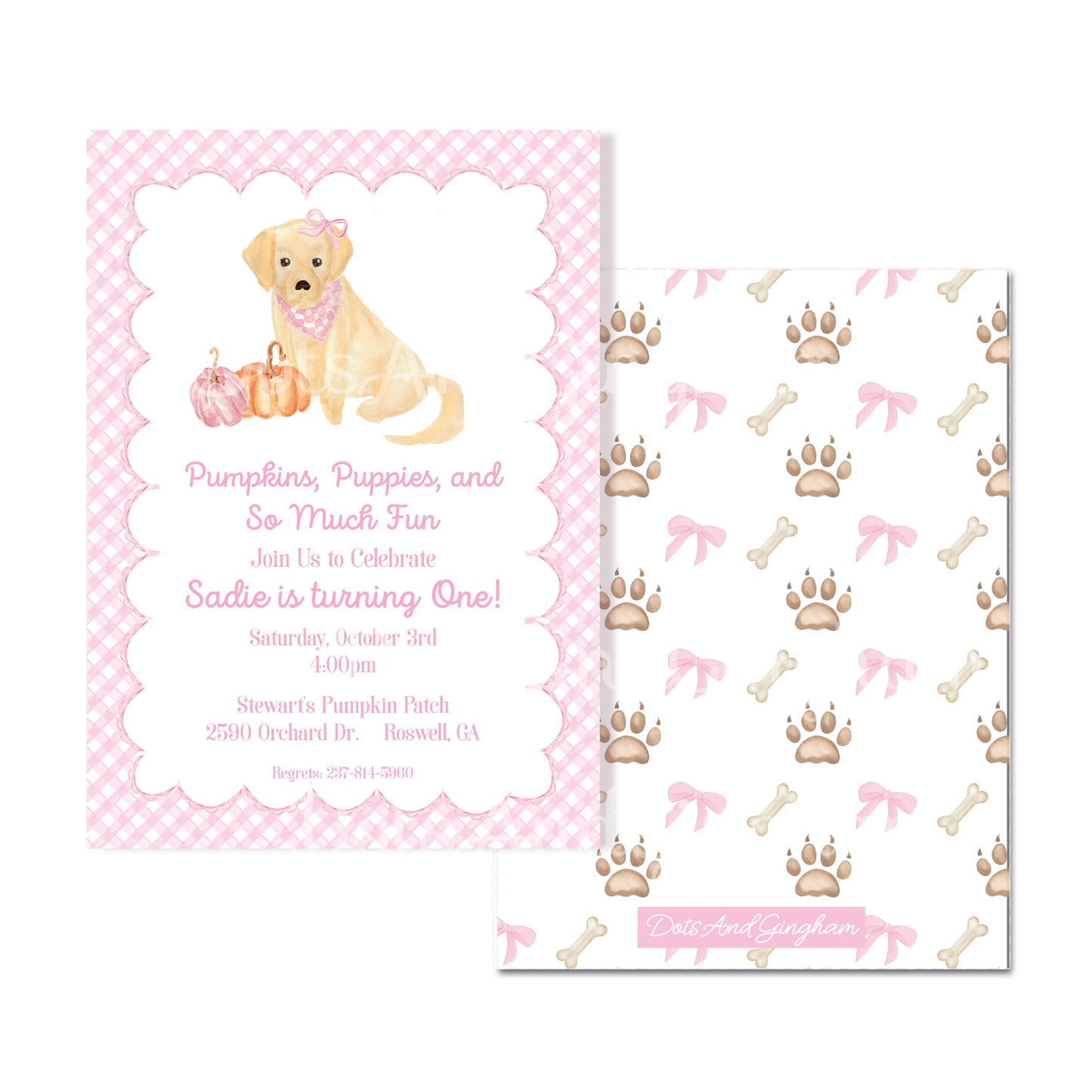 Puppy Pumpkin Invitation, Dog Pumpkin Invitation, Dog Invitation, Golden Retriever Invitation, Cavalier Dog Invitation