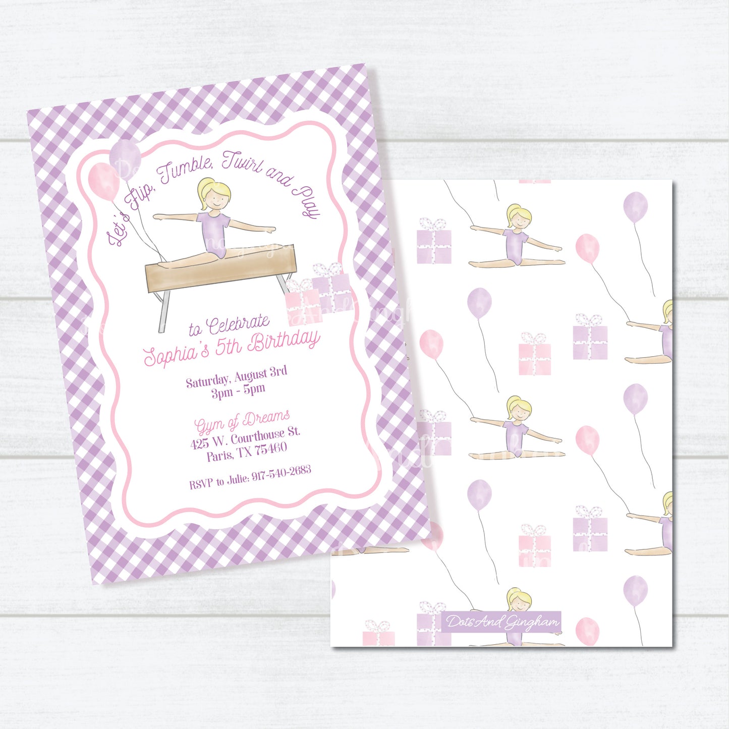 Gymnastics Invitation - DotsAndGingham