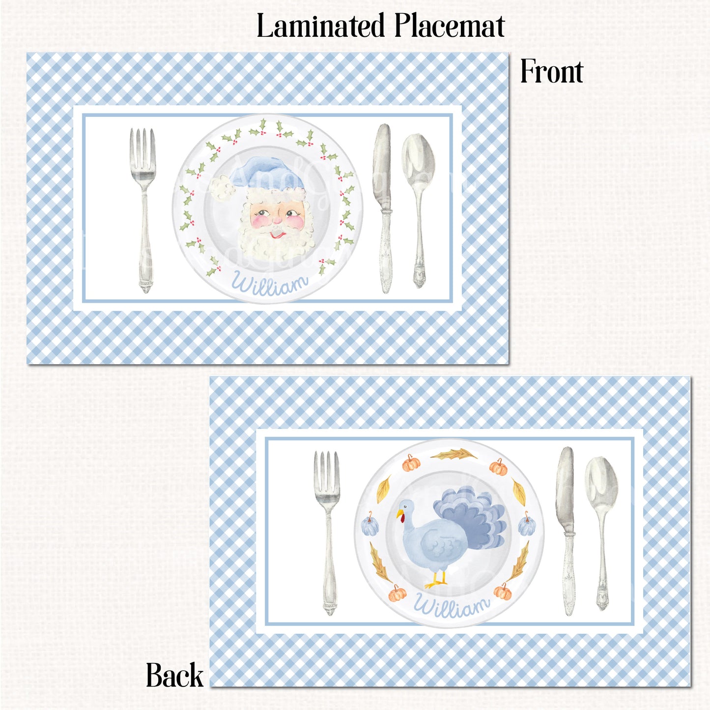Watercolor Christmas - Thanksgiving Placemat