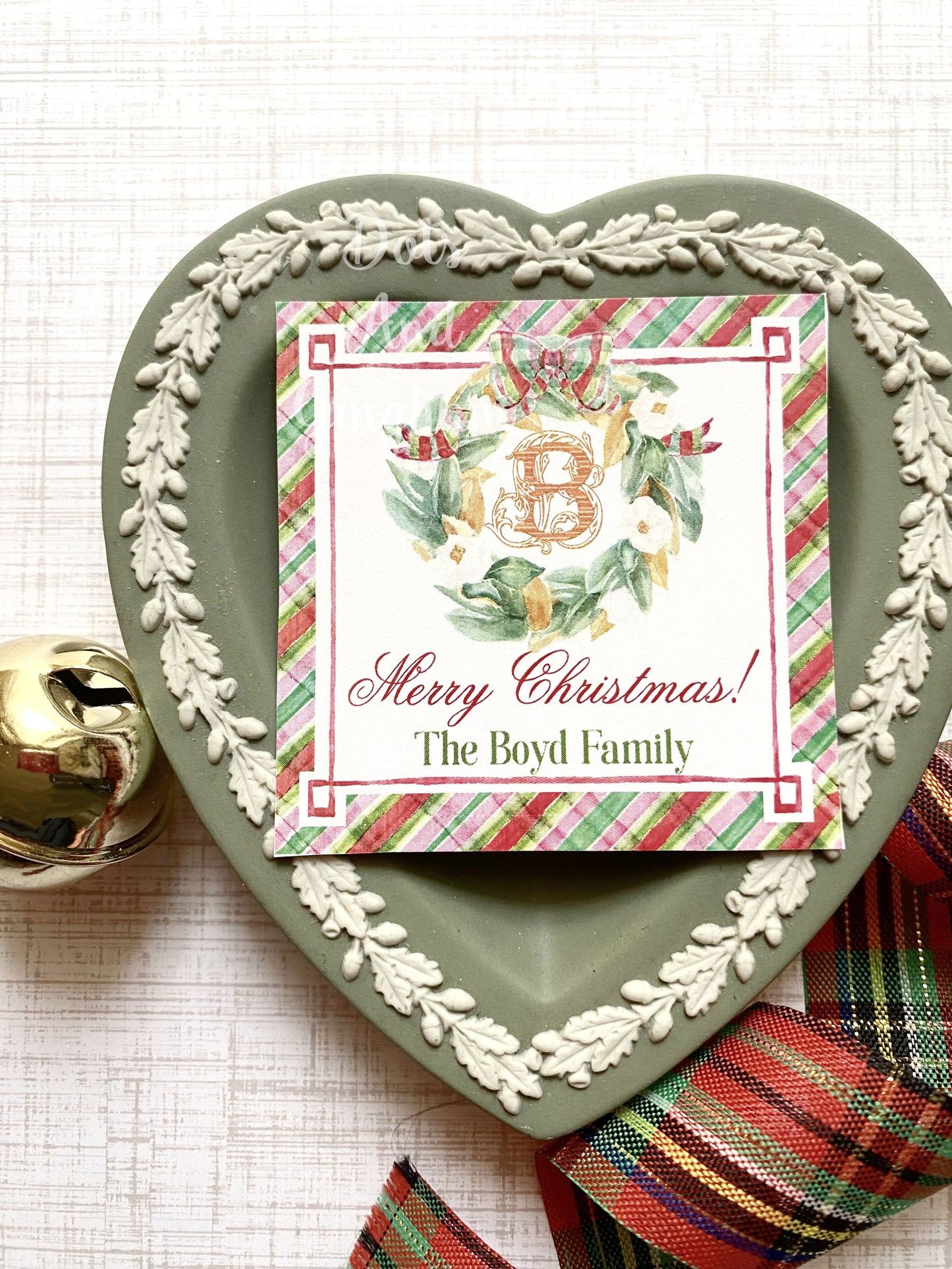 Magnolia Wreath Christmas Tags or Stickers - DotsAndGingham