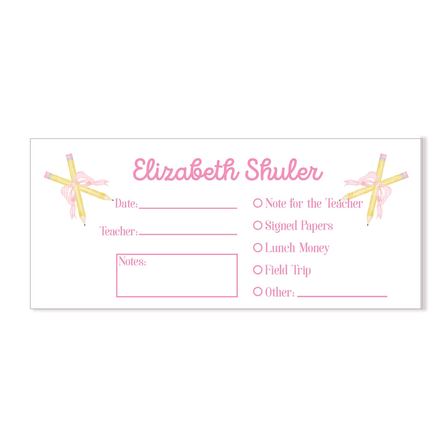 School Envelopes, School Communication Envelope, Pencils with Bows, School Form Envelope