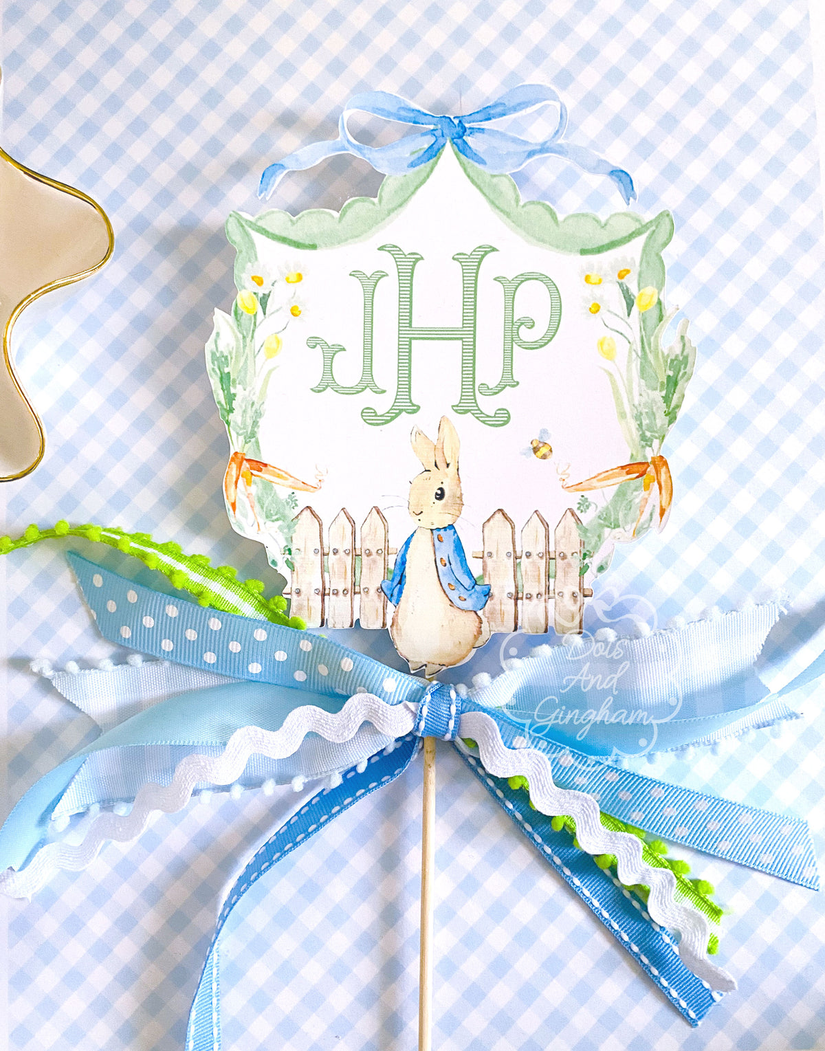 Mopsy Rabbit Cake Topper - DotsAndGingham