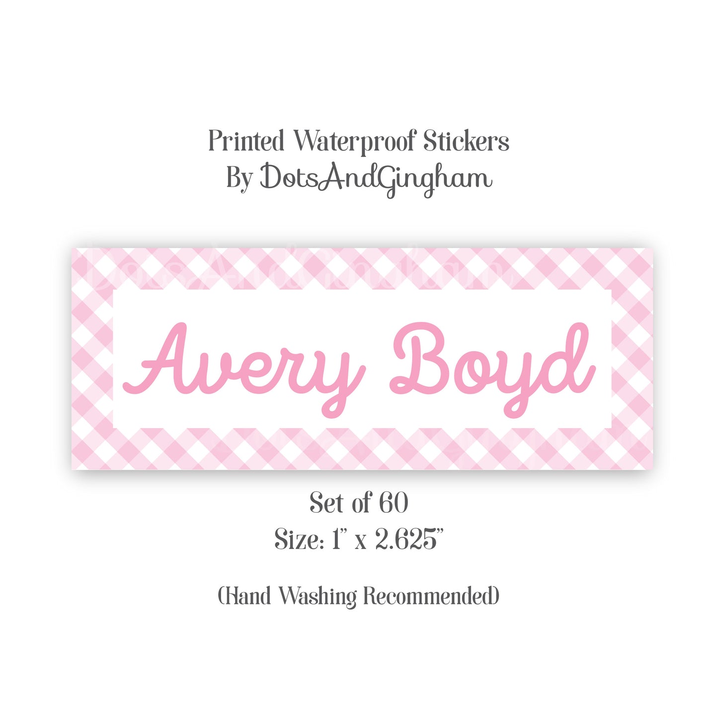 Pink Gingham School Stickers - DotsAndGingham