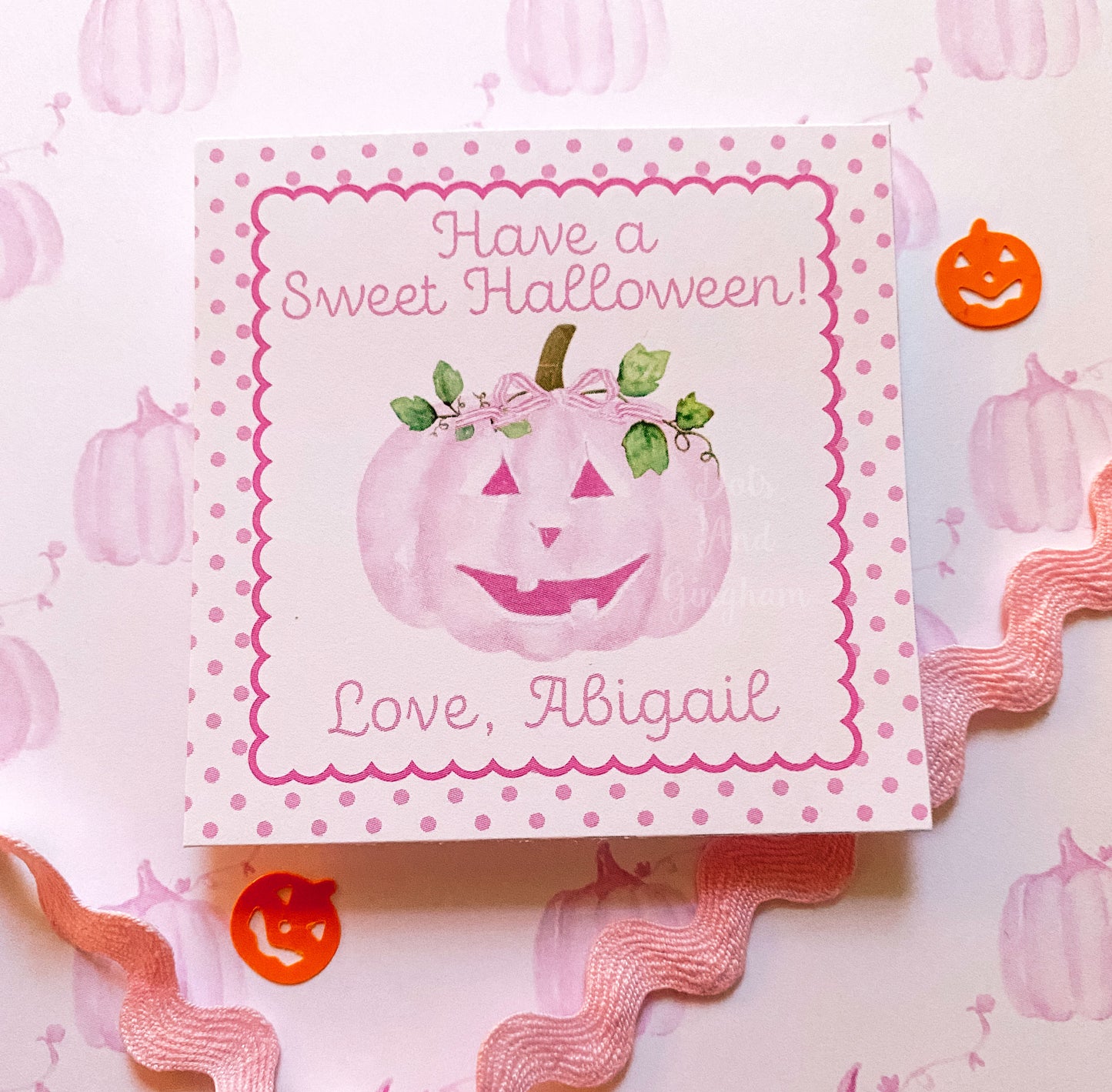 Halloween Jack O Lantern Tags or Stickers - DotsAndGingham