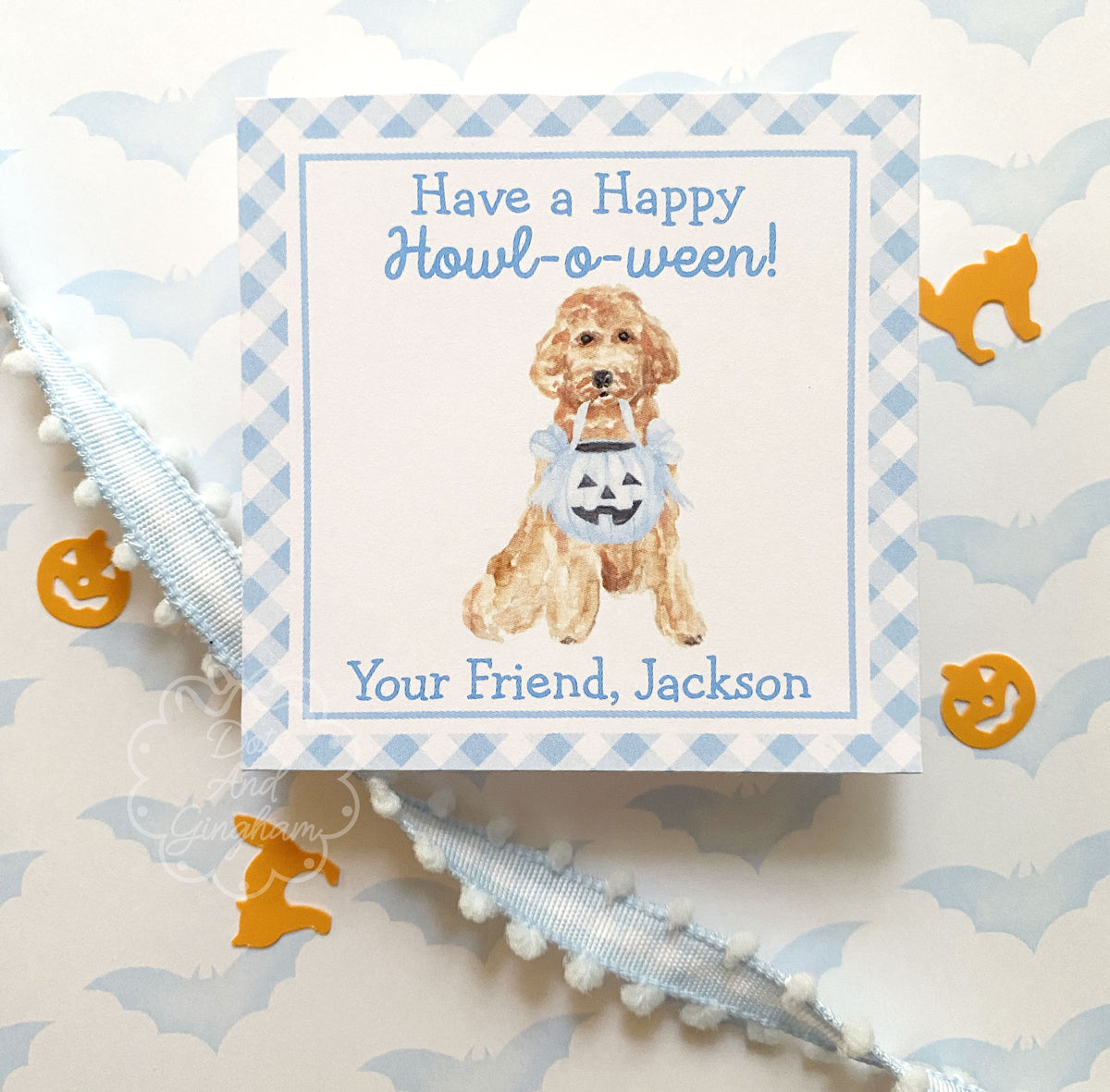 Halloween Dog Puppy Tags or Stickers - DotsAndGingham