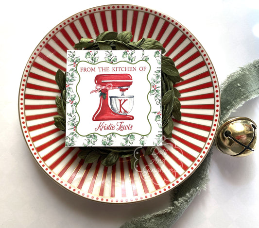 Red Kitchen Mixer Christmas Tags or Stickers