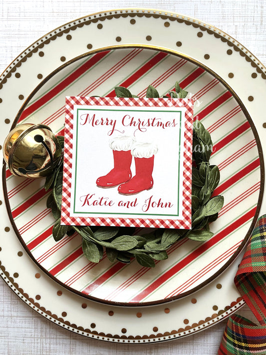 Santa Boots Christmas Tags or Stickers