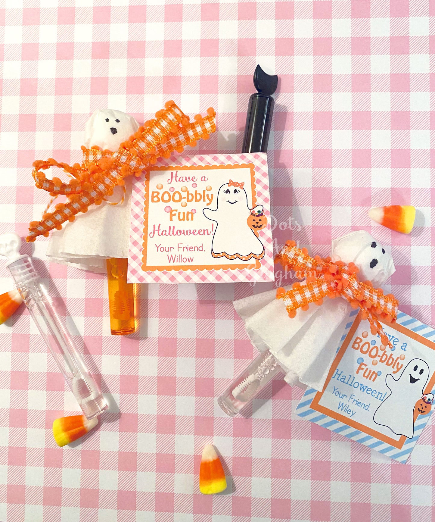 Halloween Bubbles Tags or Stickers, Halloween Boo-bles Tags - DotsAndGingham