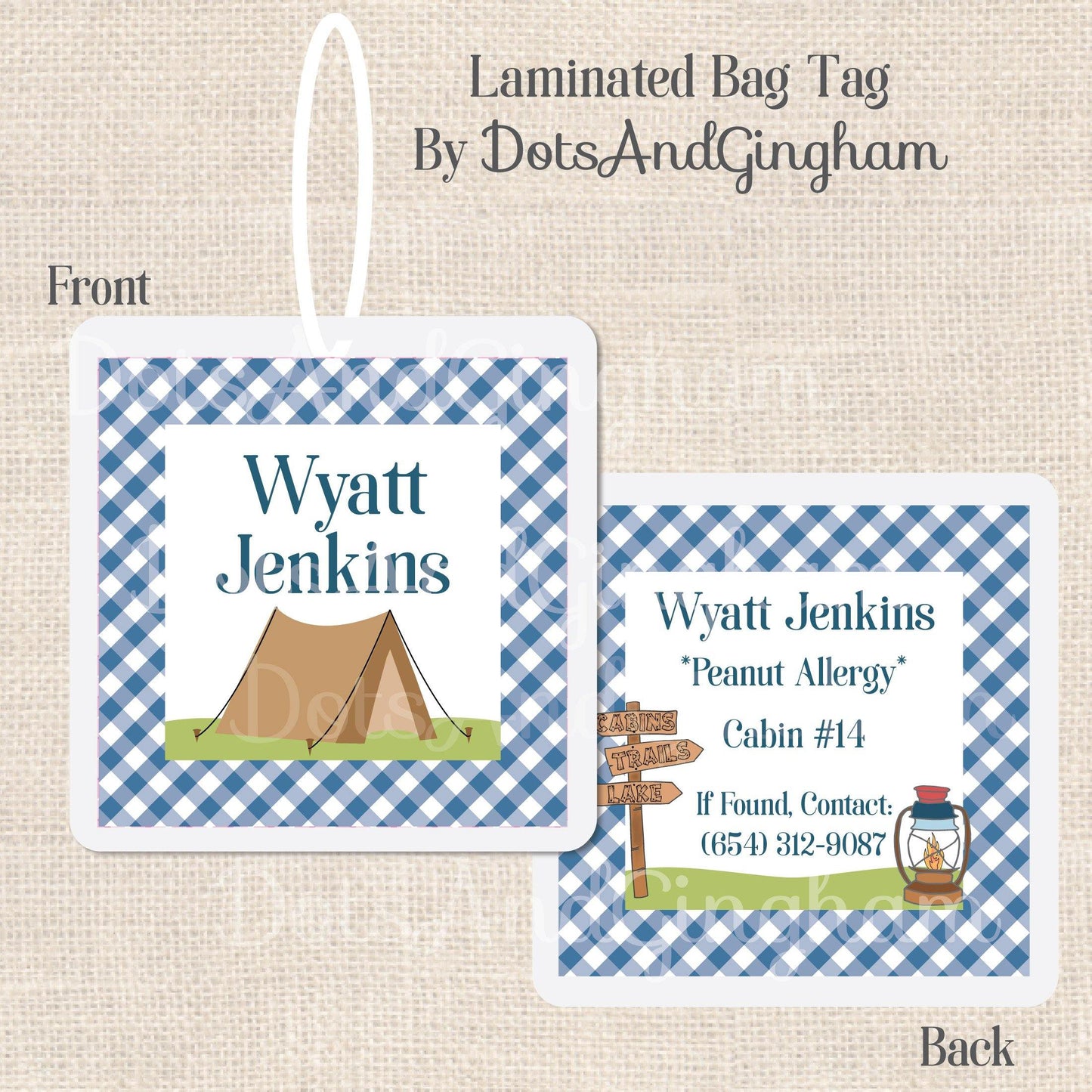 Summer Camp Bag Tag - DotsAndGingham