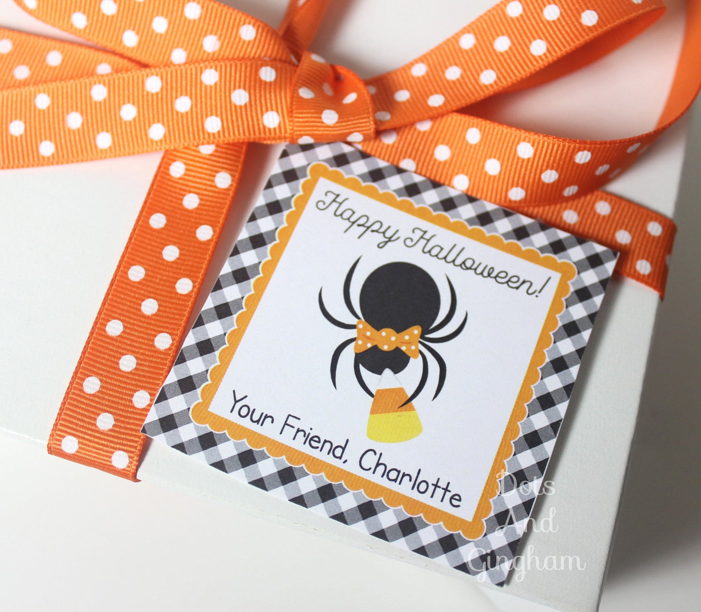 Halloween Spider Tags or Stickers - DotsAndGingham