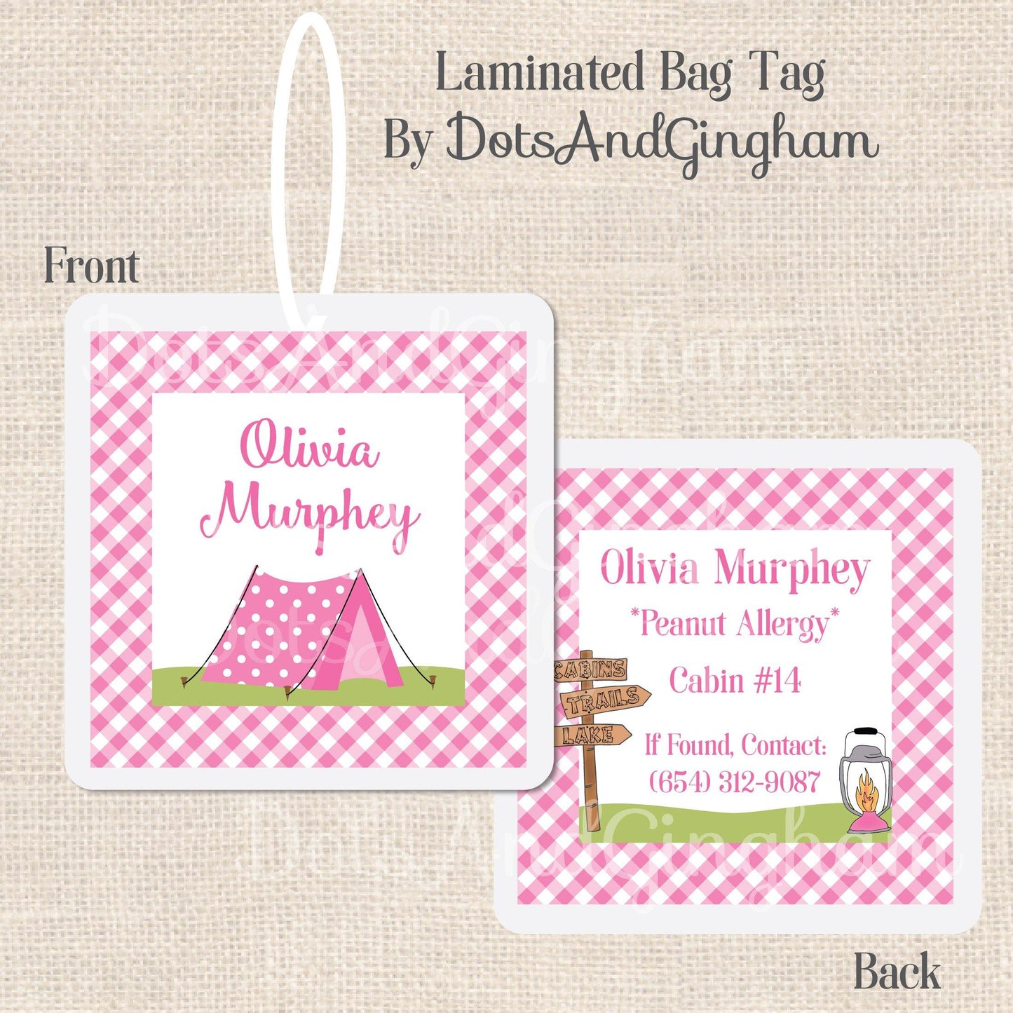 Summer Camp Bag Tag - DotsAndGingham