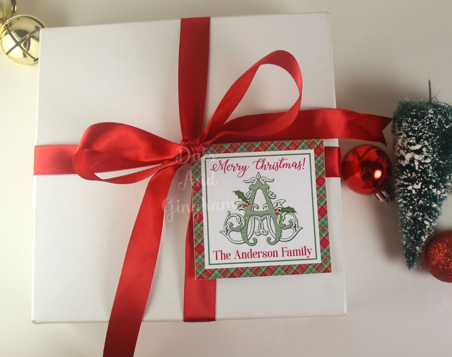 Christmas Holly & Berry Initial Gift Tag or Stickers