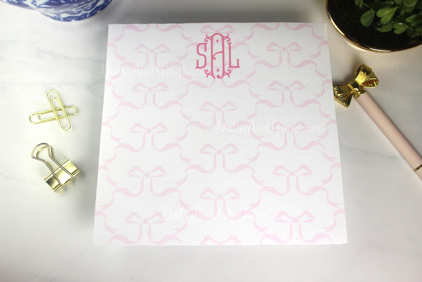 Bow Notepad - DotsAndGingham