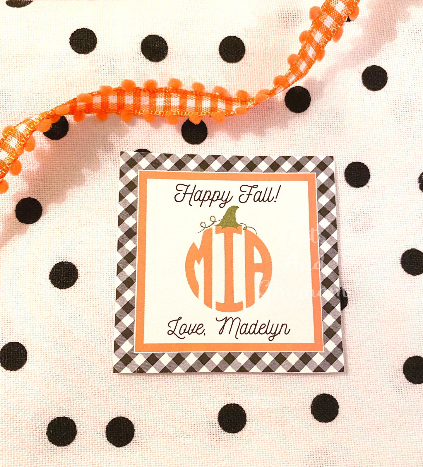 Monogram Pumpkin Tags or Stickers - DotsAndGingham