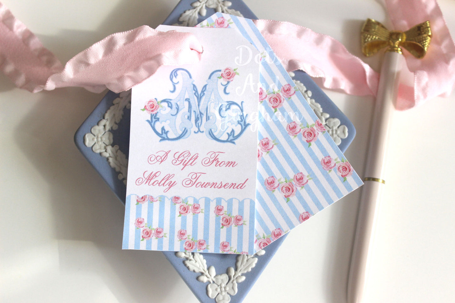 Rose Initial Gift Tag