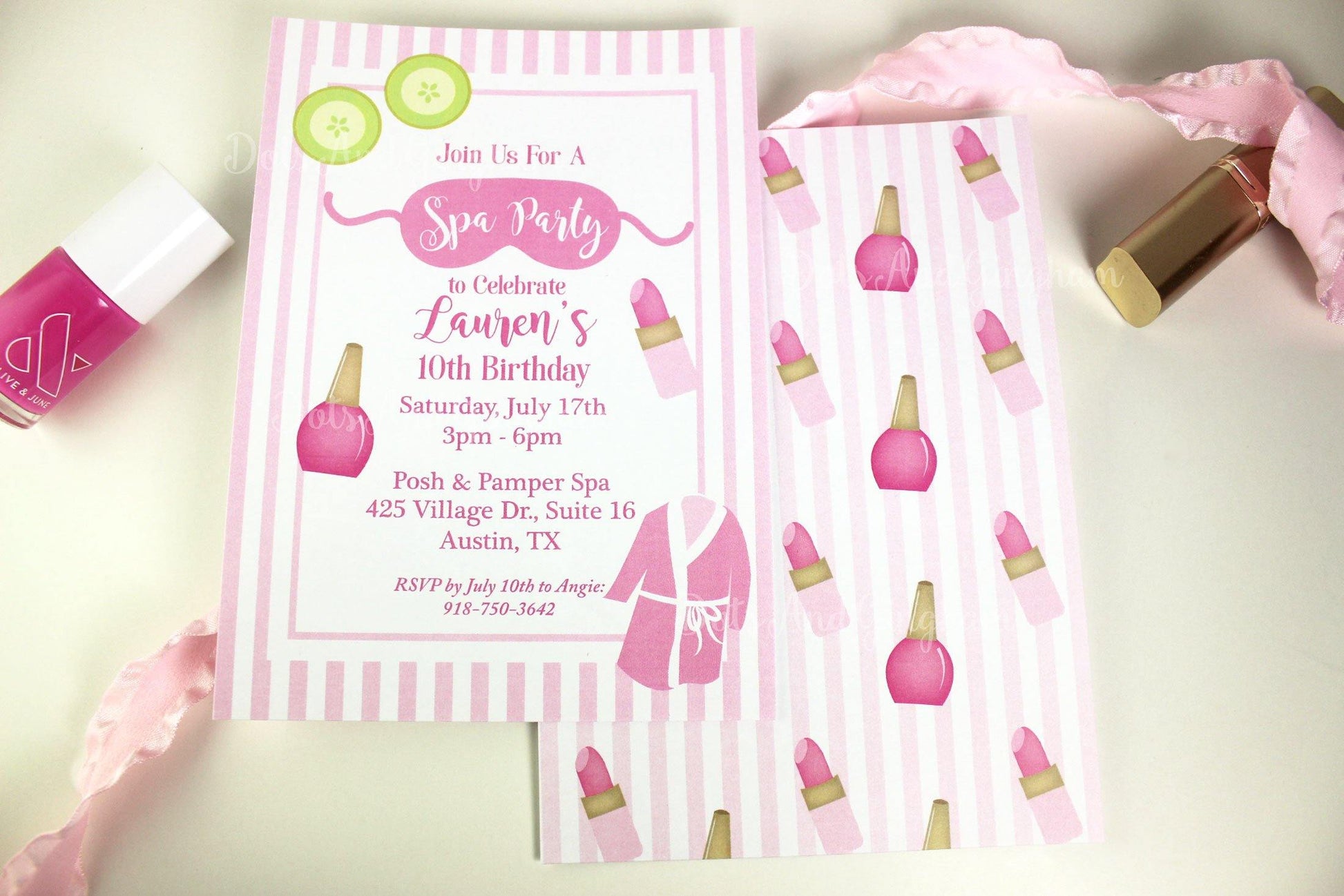 Spa Birthday Party Invitation, Spa Party - DotsAndGingham