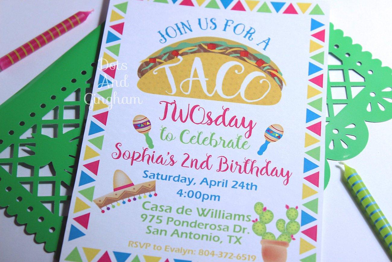 Taco TWOsday Birthday Invitation - DotsAndGingham