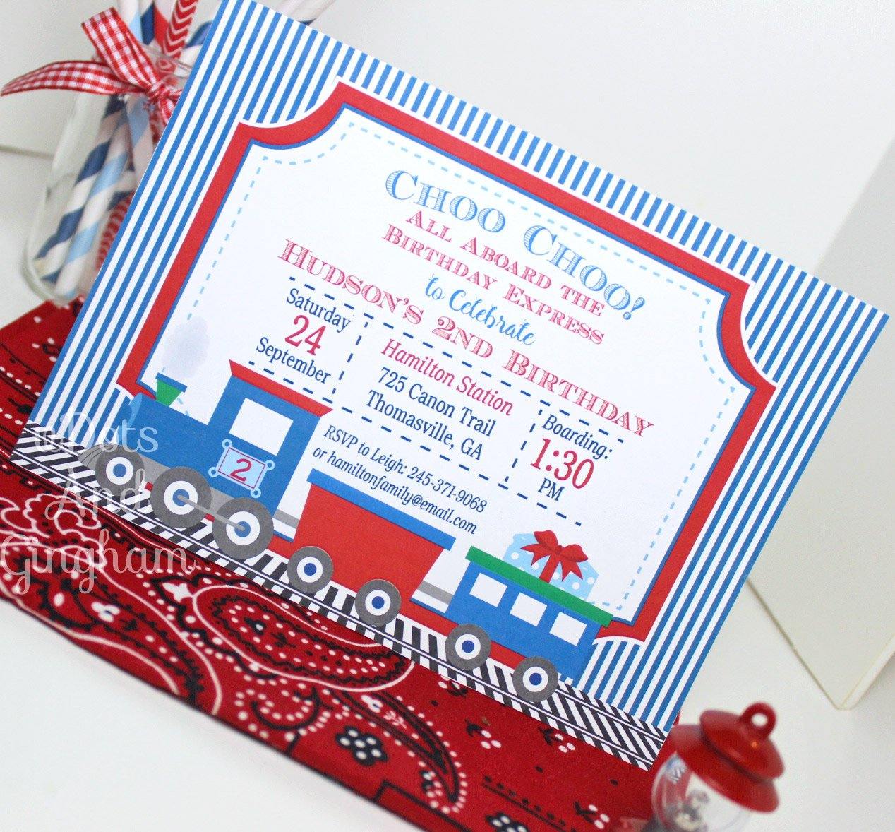 Train Birthday Invitation - DotsAndGingham