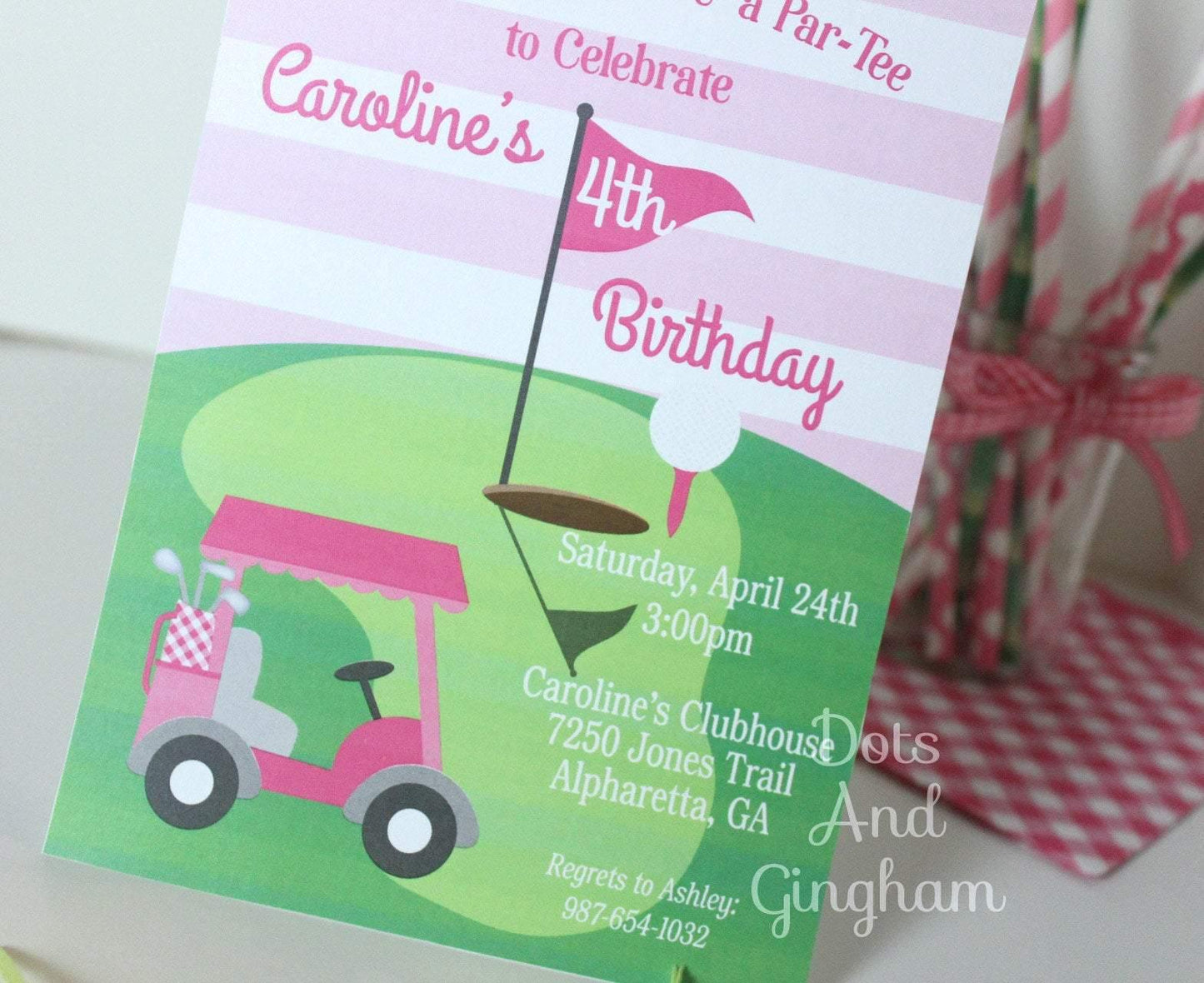 Girl Golf Birthday Invitation - DotsAndGingham