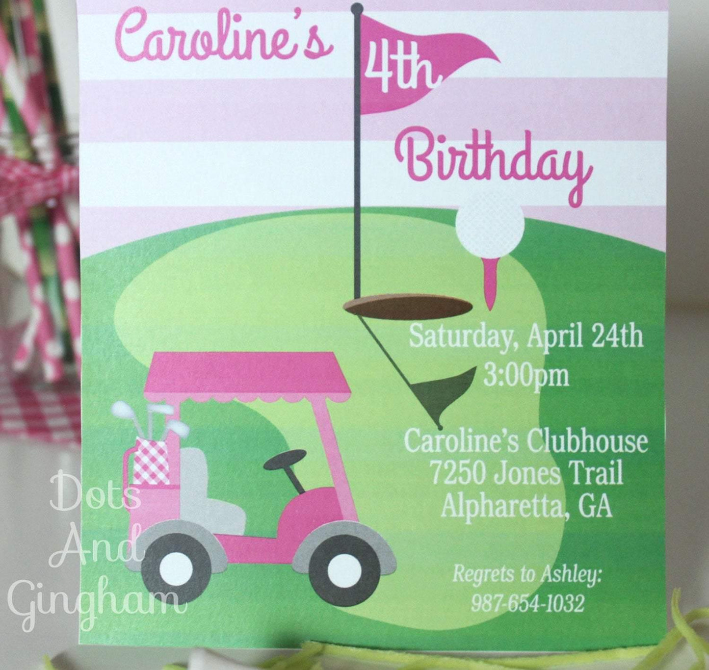 Girl Golf Birthday Invitation - DotsAndGingham