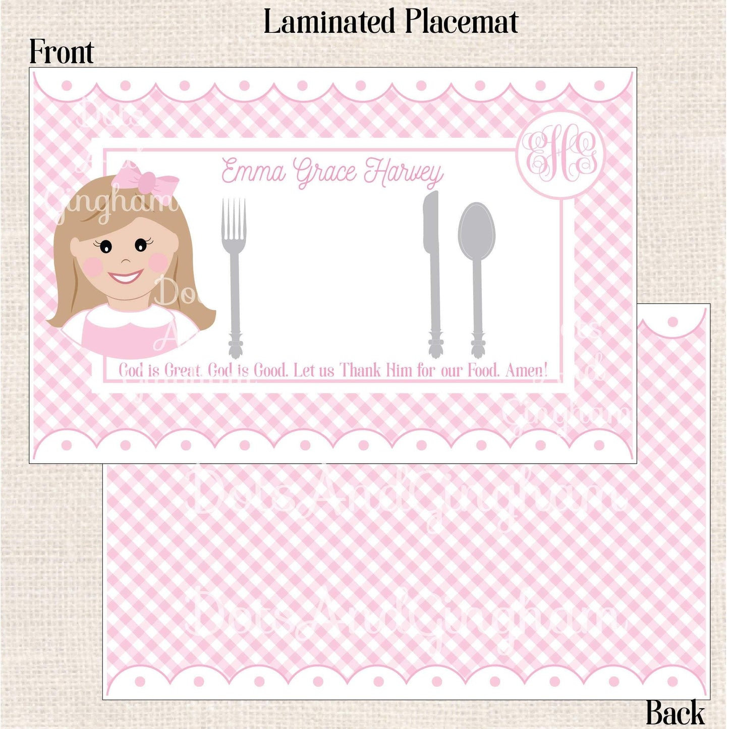 Personalized Portrait Placemat - DotsAndGingham