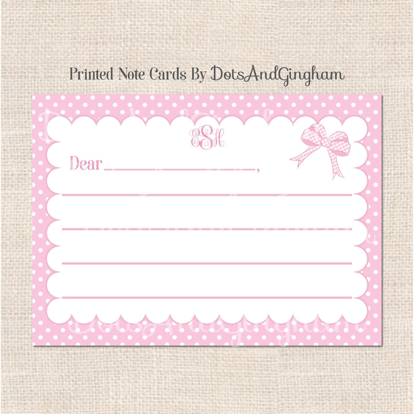 Girls Bow Note Cards - DotsAndGingham