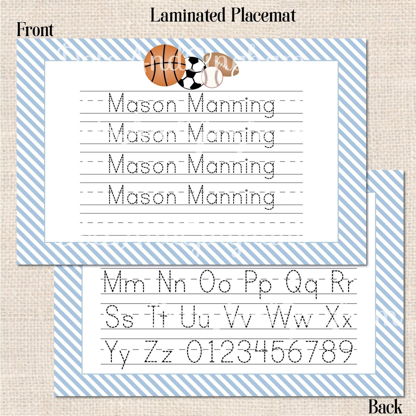 Personalized Sports Tracing Placemat - DotsAndGingham