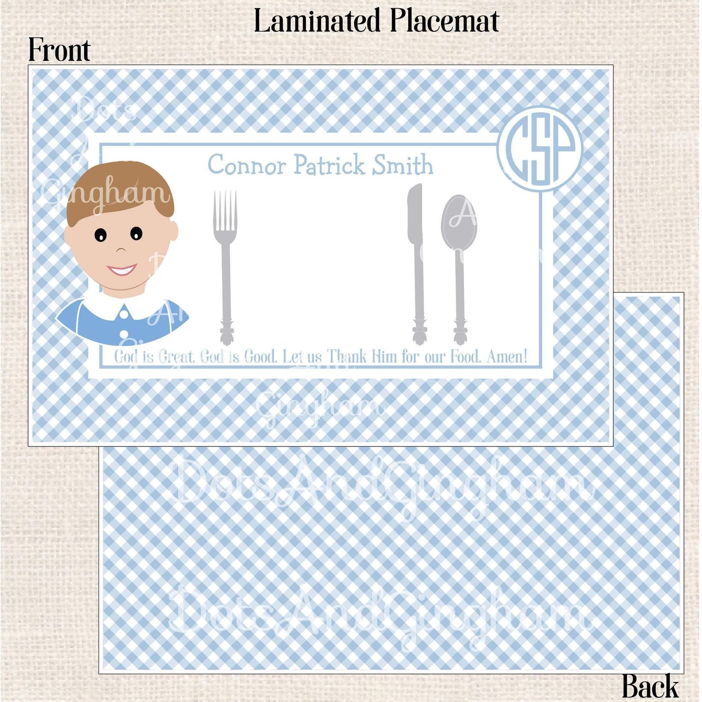 Personalized Portrait Placemat - DotsAndGingham