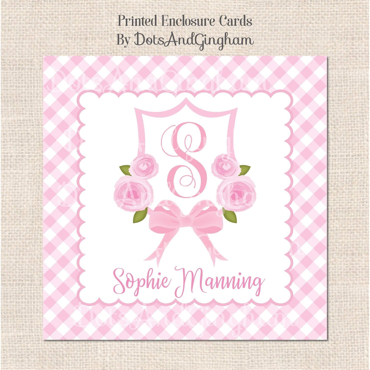 Floral Bow Initial Crest Gift Tags or Stickers - DotsAndGingham