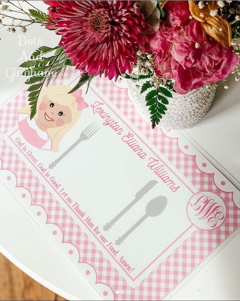 Personalized Portrait Placemat - DotsAndGingham