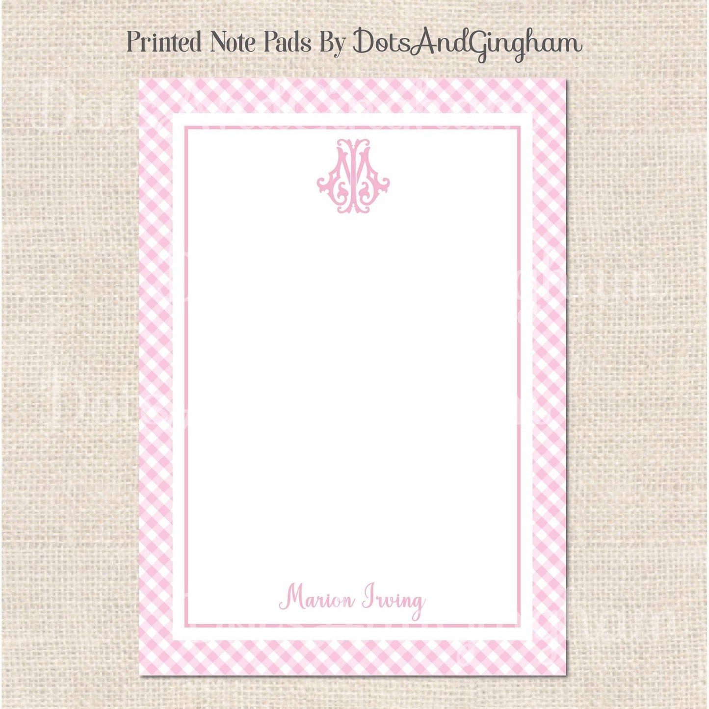 Gingham Monogram Notepad - DotsAndGingham