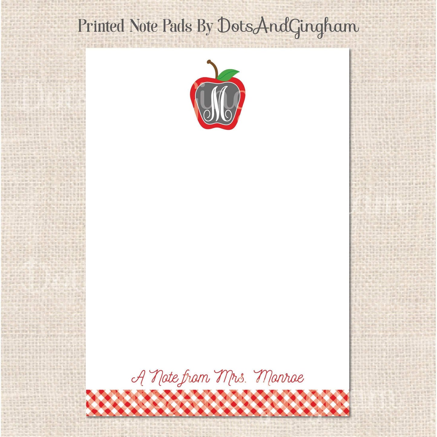 Apple Teacher Chalkboard Note Pad - DotsAndGingham