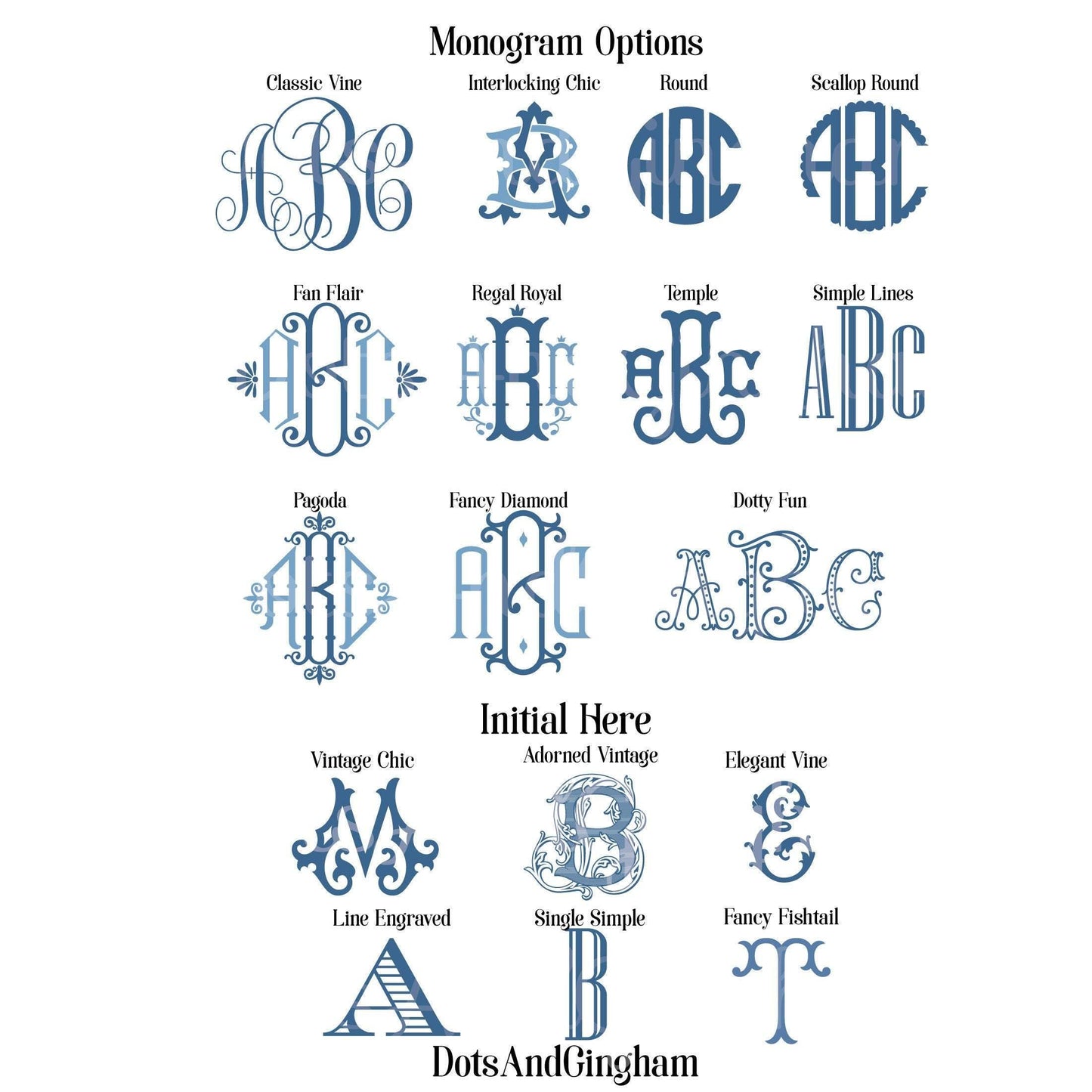 Laurel Monogram Gift Tags or Stickers - DotsAndGingham
