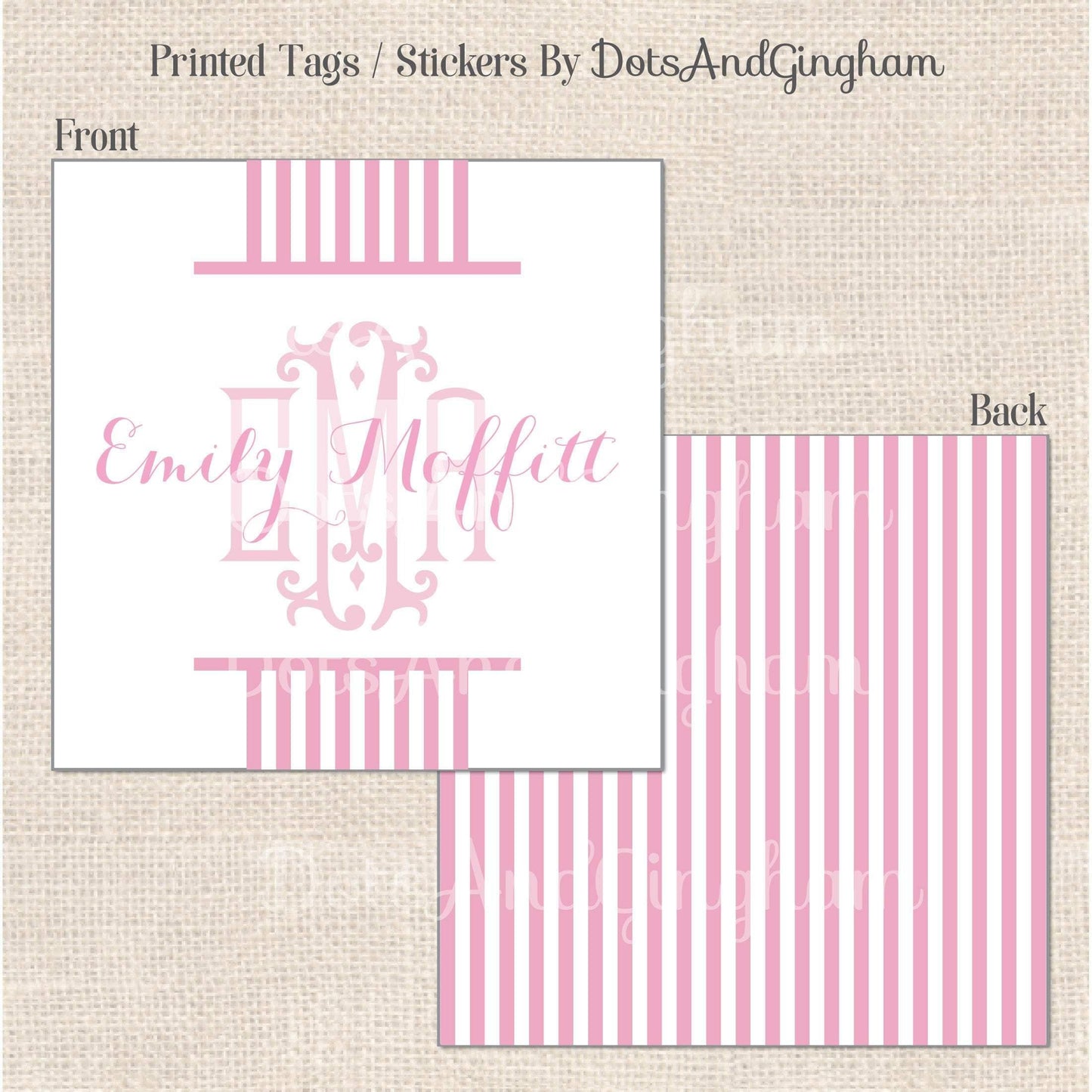 Stripe Monogram Gift Tags or Stickers - DotsAndGingham