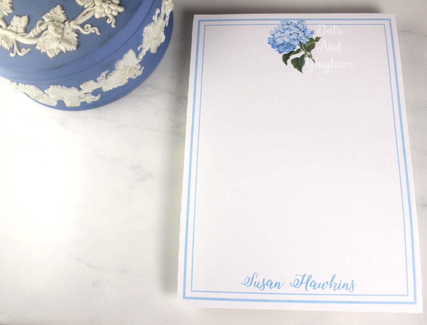 Blue Hydrangea Notepad - DotsAndGingham