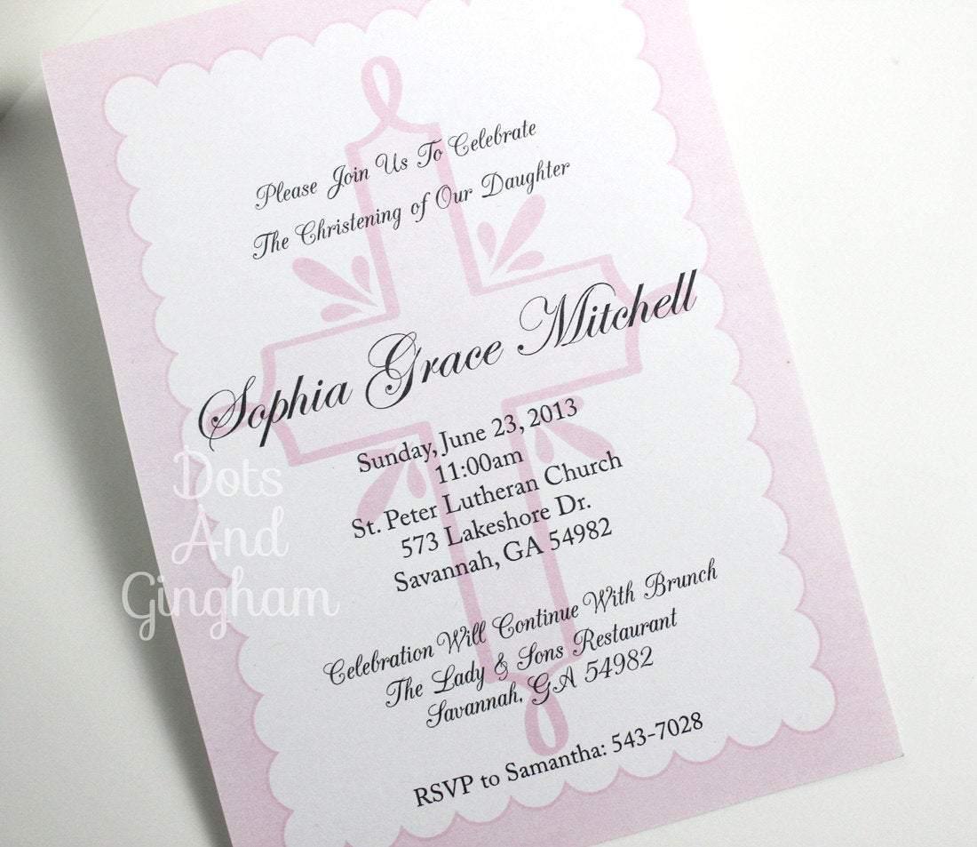 Baptism Invitation, First Communion Invitation, Christening Invitation, Holy Communion - DotsAndGingham