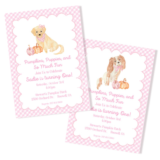 Puppy Pumpkin Invitation, Dog Pumpkin Invitation, Dog Invitation, Golden Retriever Invitation, Cavalier Dog Invitation