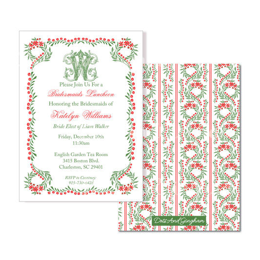 Christmas Bridal Shower Luncheon Invitations