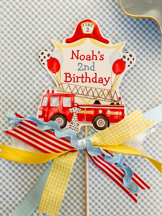 Firetruck Cake Topper - DotsAndGingham