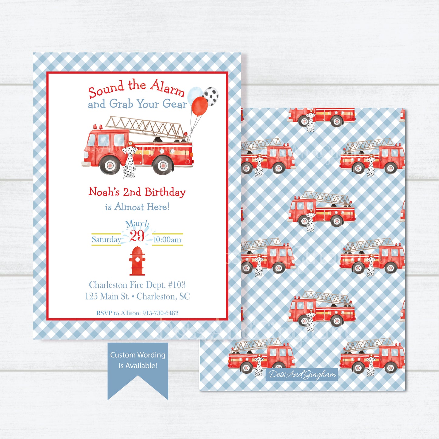 Firetruck Invitation