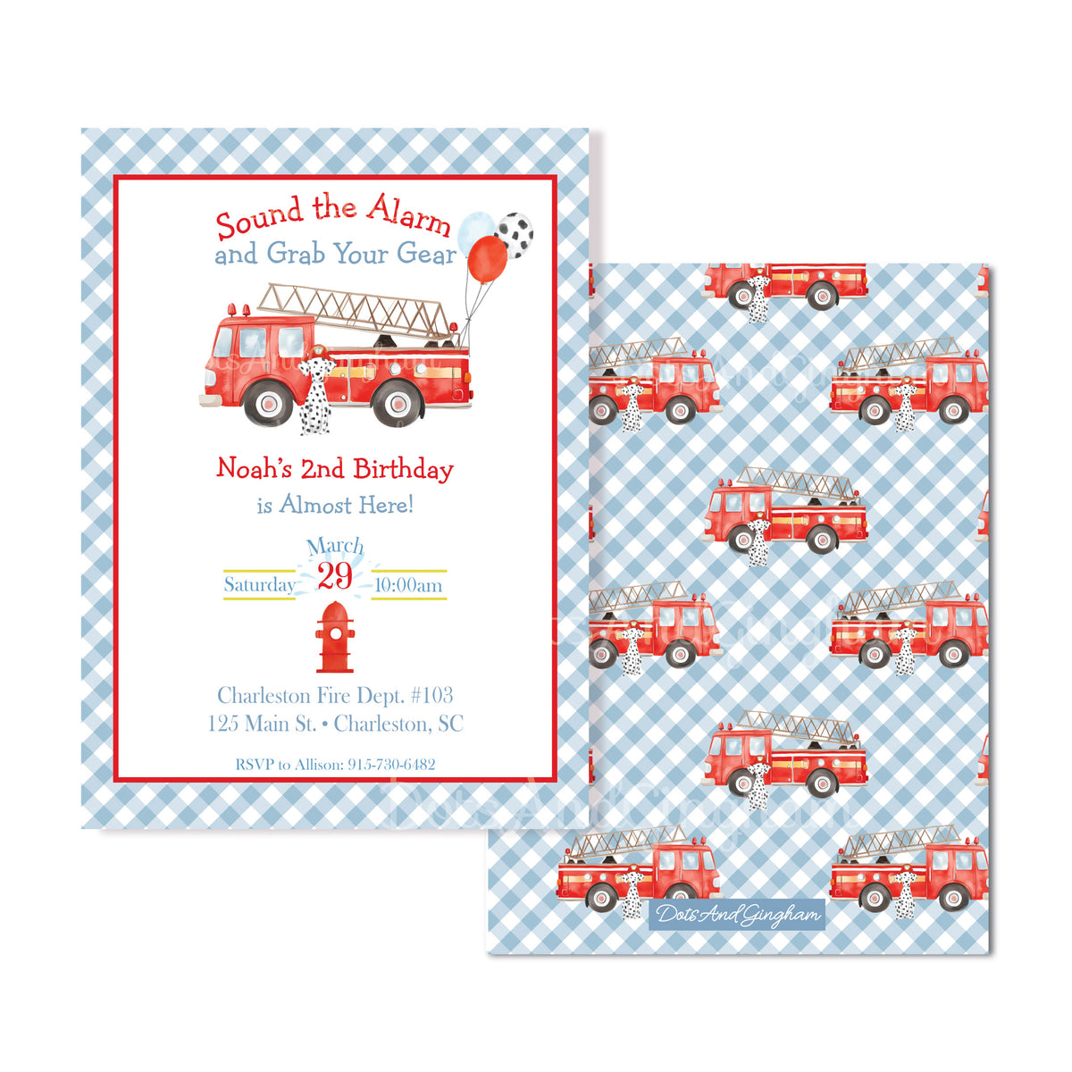 Firetruck Cake Topper - DotsAndGingham