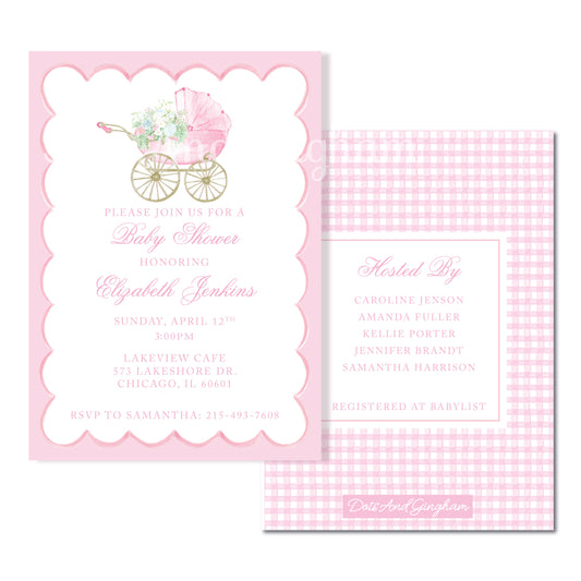 Watercolor Baby Carriage Invitation