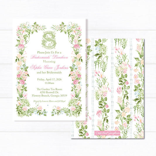 Spring Floral Bridal Luncheon Invitation - DotsAndGingham