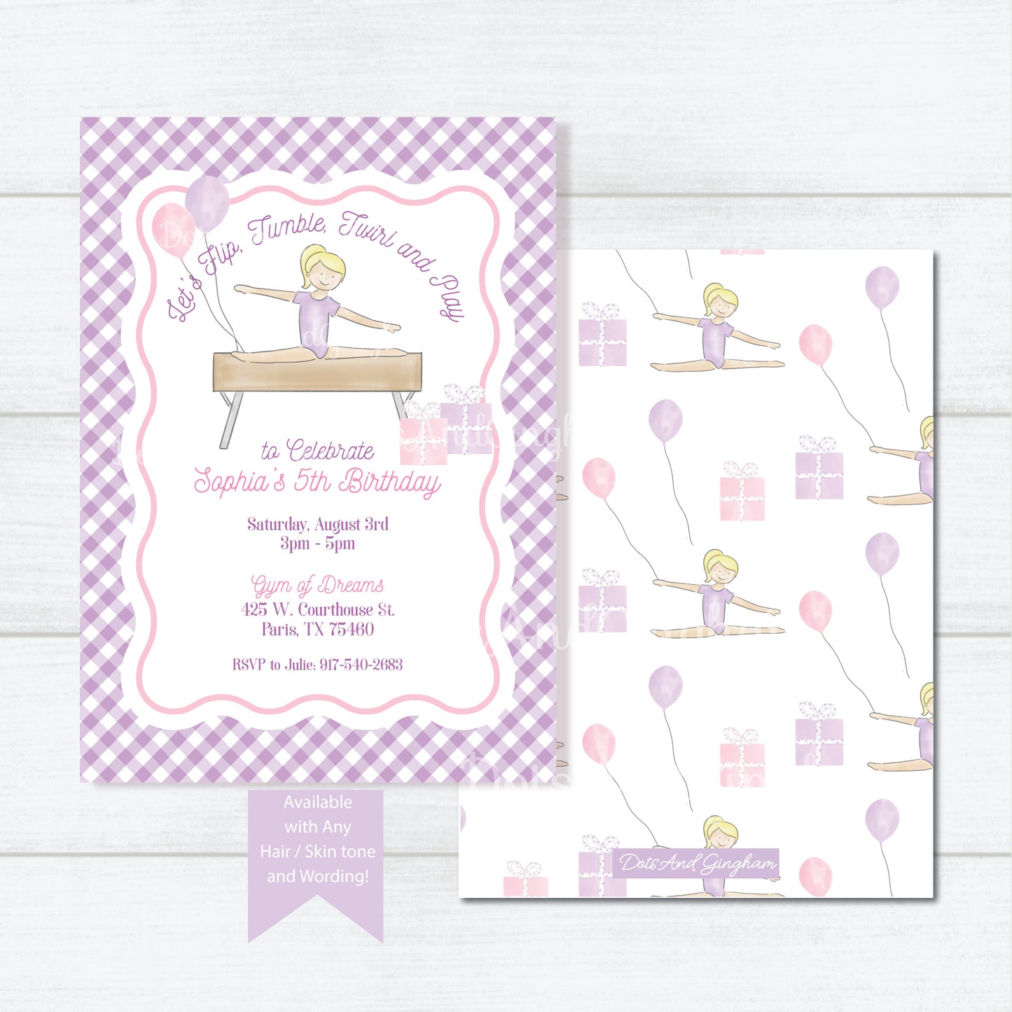 Gymnastics Invitation - DotsAndGingham