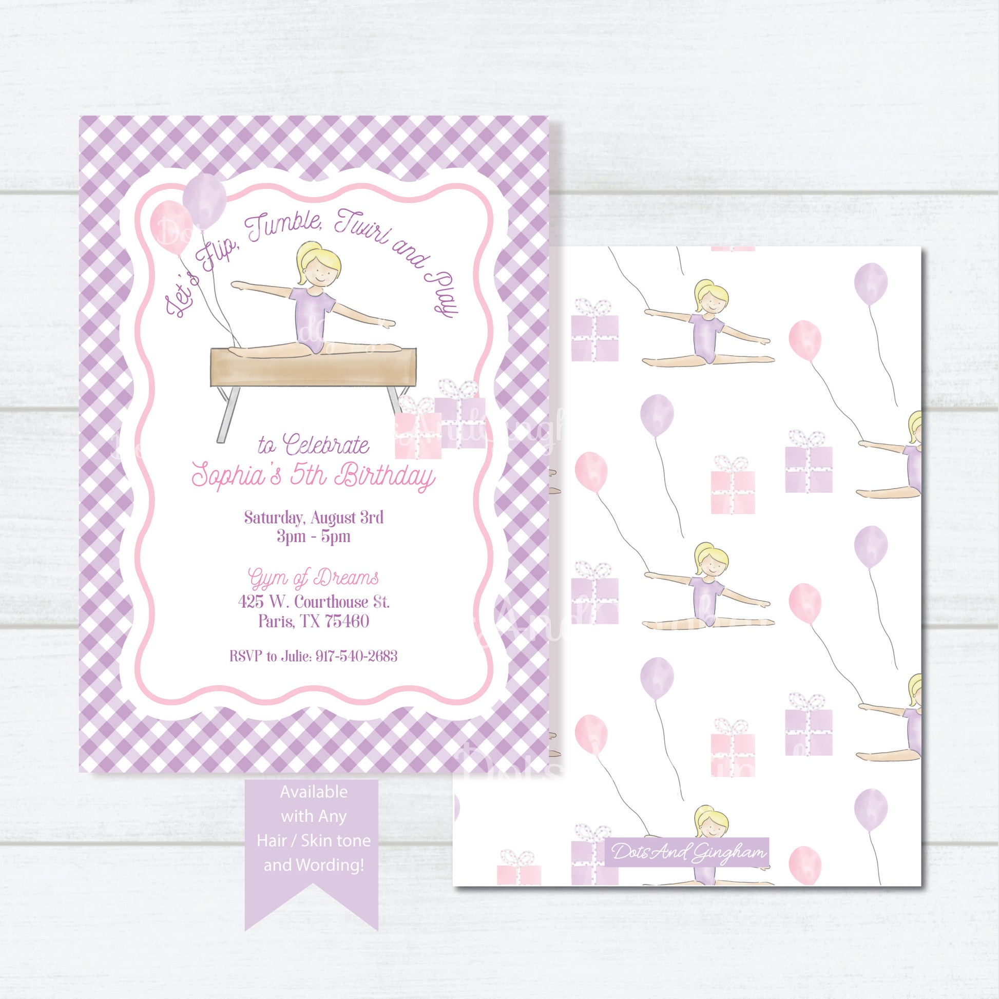 Gymnastics Invitation - DotsAndGingham