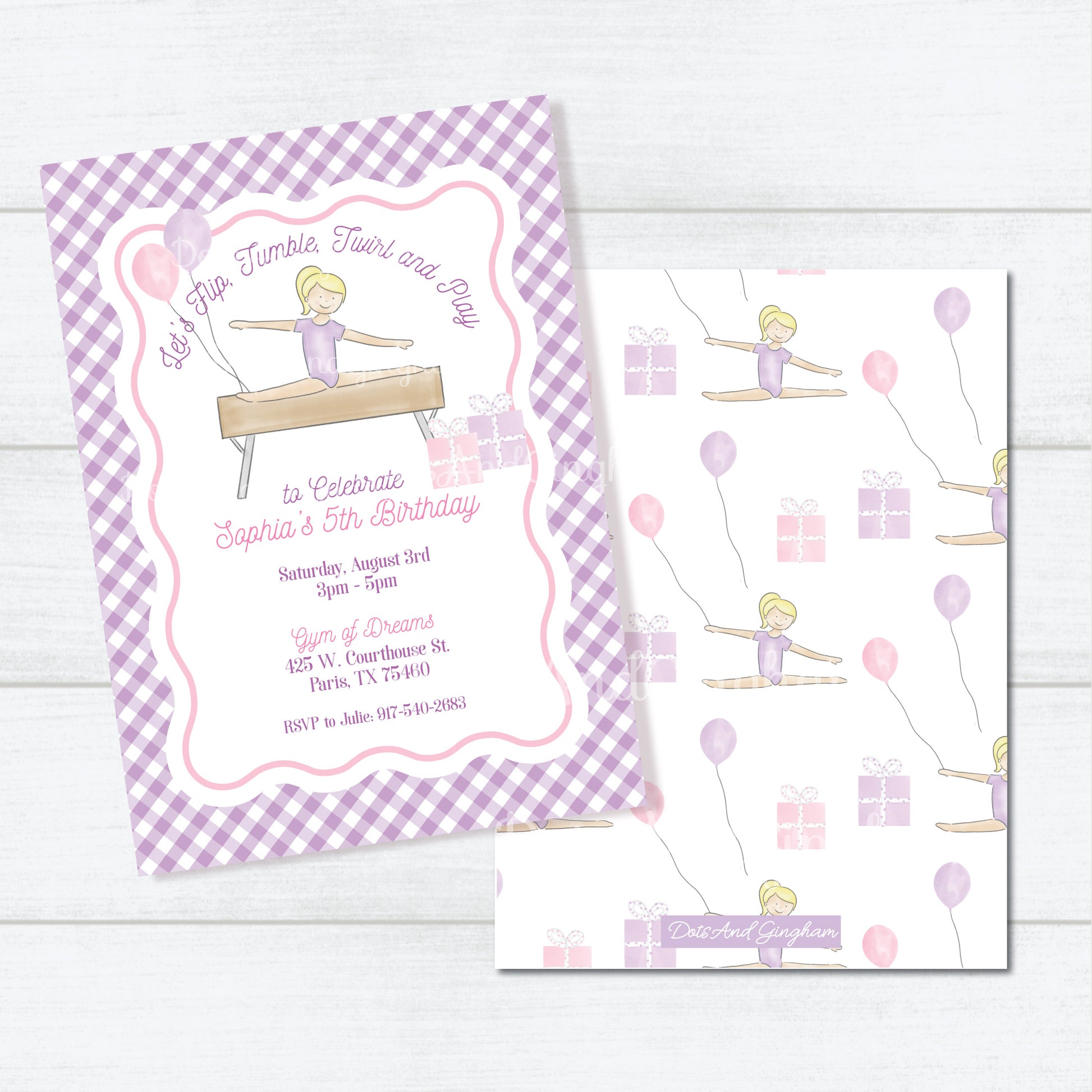 Gymnastics Invitation - DotsAndGingham